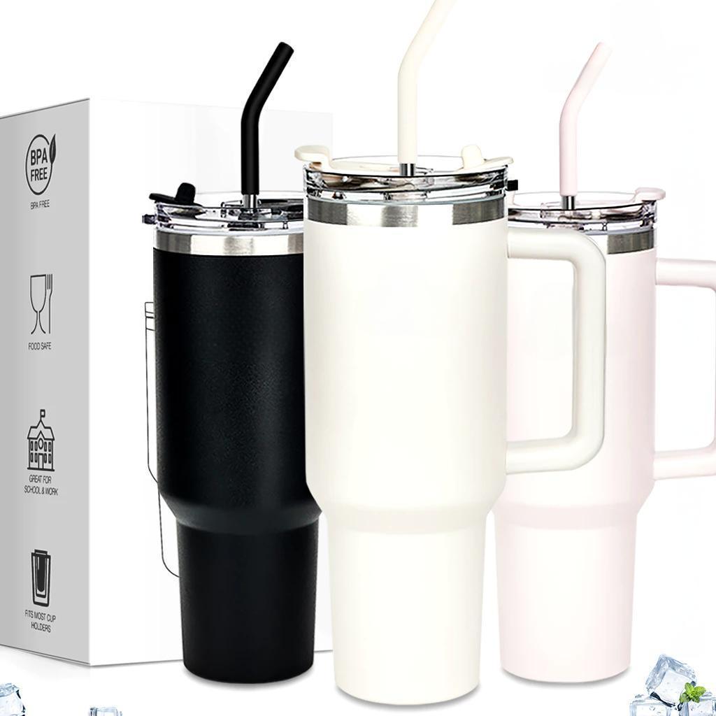 Copo Térmico Inox Portátil 1200ml/1.2L Garrafa Térmica Inoxidável com Tampa e Canudo